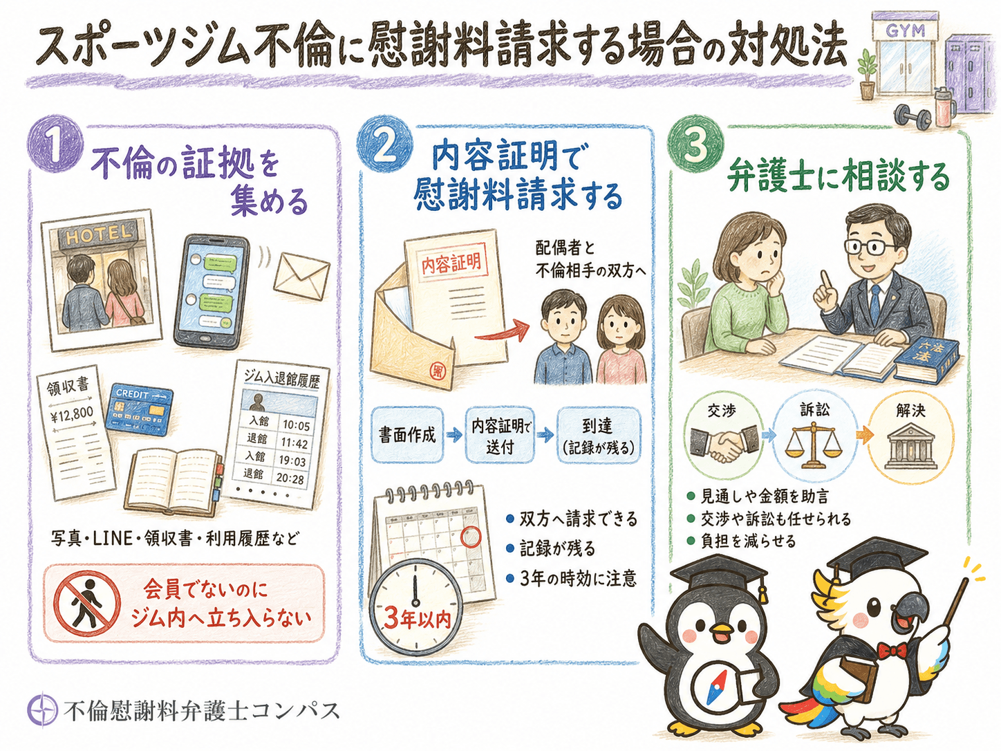 ８章　スポーツジム不倫に慰謝料請求する場合の対処法３つ